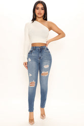 Say Less Booty Lifting Skinny Jeans - Medium Blue Wash Ins Street
